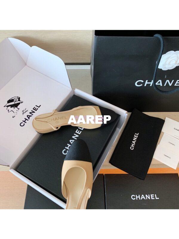 Replica Chanel Slingbacks 20mm Goatskin W/ Grosgrain G31319 Beige Black 8