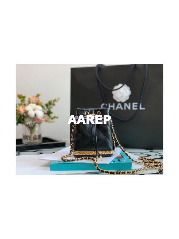 Replica Chanel Small Bucket With Chain AP2750 Black 4