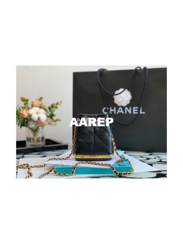 Replica Chanel Small Bucket With Chain AP2750 Black 9