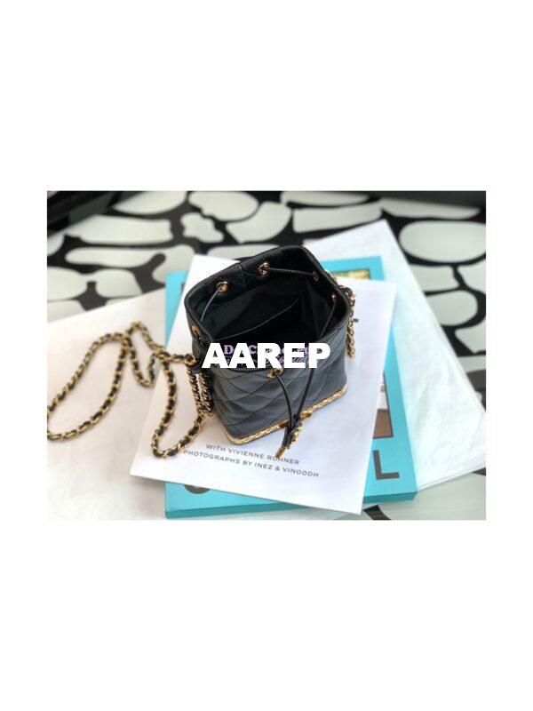 Replica Chanel Small Bucket With Chain AP2750 Black 10