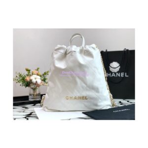 Replica Chanel 22 Backpack in Shiny Calfskin AS3313 White