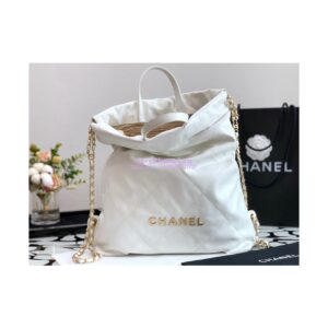 Replica Chanel 22 Backpack in Shiny Calfskin AS3313 White 2