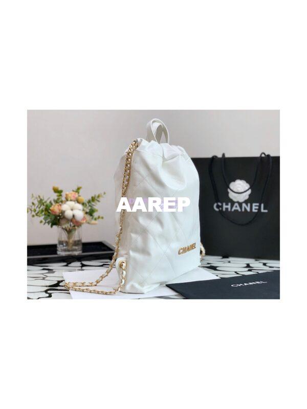Replica Chanel 22 Backpack in Shiny Calfskin AS3313 White 5
