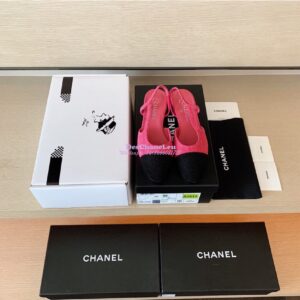 Replica Chanel Slingbacks 20mm Cotton Tweed G31319 Pink Black