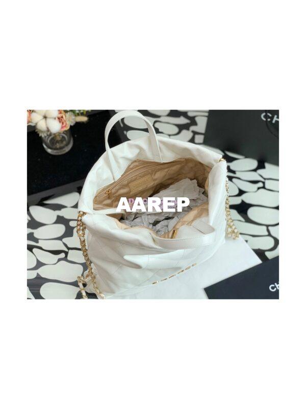 Replica Chanel 22 Backpack in Shiny Calfskin AS3313 White 9