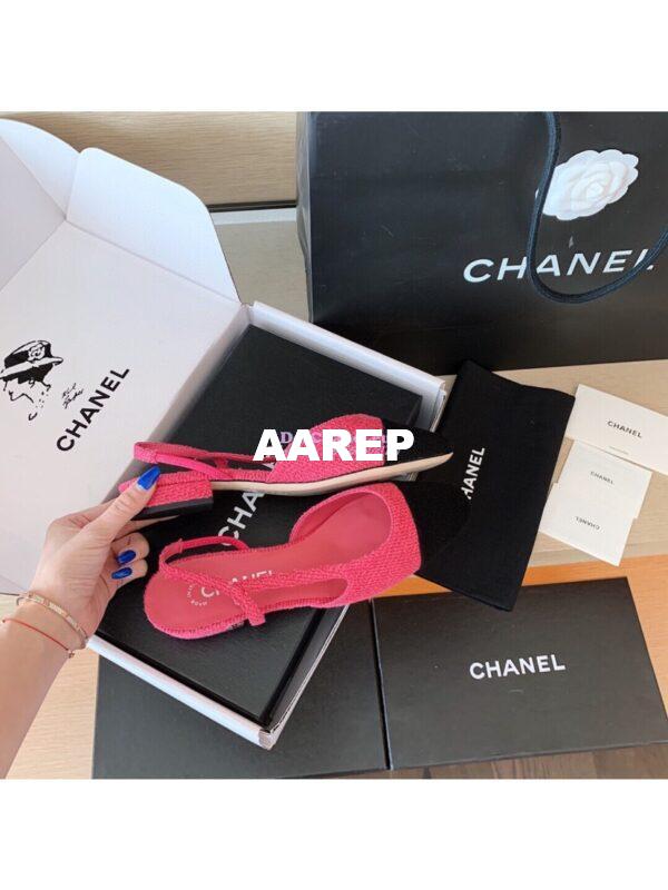 Replica Chanel Slingbacks 20mm Cotton Tweed G31319 Pink Black 5