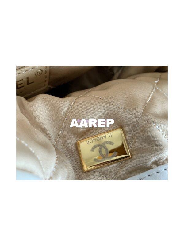 Replica Chanel 22 Backpack in Shiny Calfskin AS3313 White 10