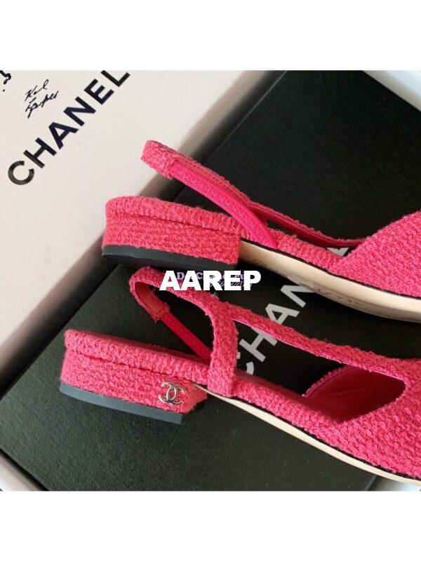 Replica Chanel Slingbacks 20mm Cotton Tweed G31319 Pink Black 8