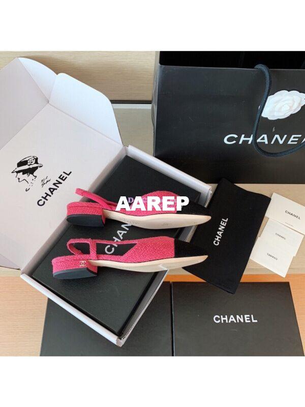 Replica Chanel Slingbacks 20mm Cotton Tweed G31319 Pink Black 9