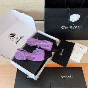 Replica Chanel Slingbacks 20mm Cotton Tweed G31319 Purple Black 2