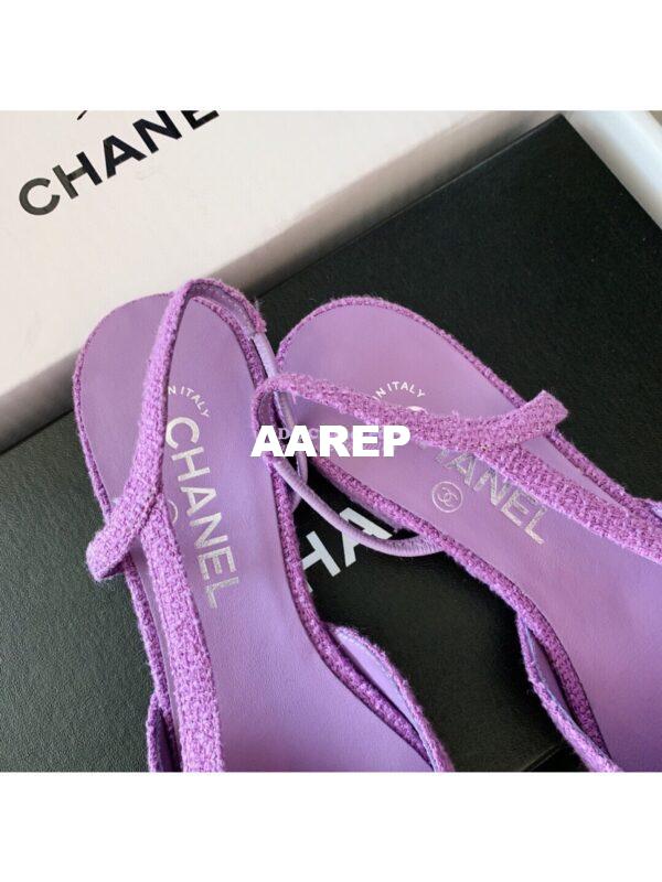 Replica Chanel Slingbacks 20mm Cotton Tweed G31319 Purple Black 10