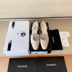 Replica Chanel Slingbacks 65mm Cotton Tweed G31318 Beige