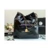 Replica Chanel 22 Large Handbag Shiny Calfskin & Silver Metal AS3262 Black