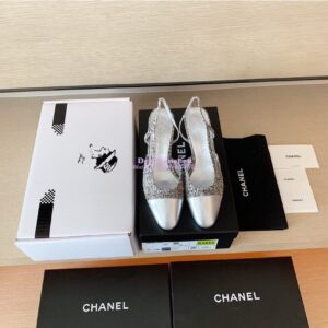 Replica Chanel Slingbacks 65mm Cotton Tweed G31318 Silver