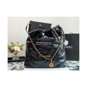 Replica Chanel 22 Large Handbag Shiny Calfskin AS3262 Black 2