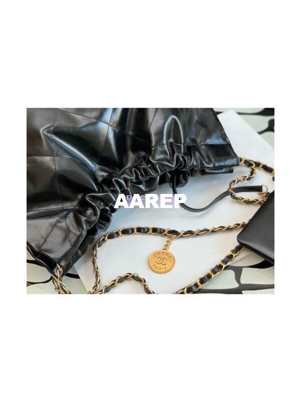 Replica Chanel 22 Large Handbag Shiny Calfskin AS3262 Black 8
