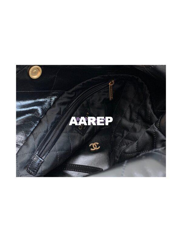 Replica Chanel 22 Large Handbag Shiny Calfskin AS3262 Black 10