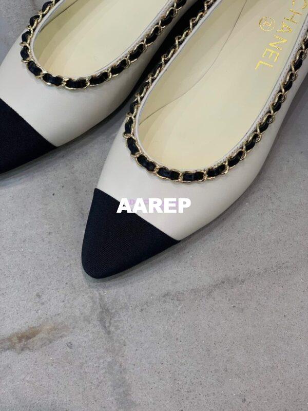 Replica Chanel Lambskin Ballerinas with Woven Chain Braided G35389 Light Beige 6