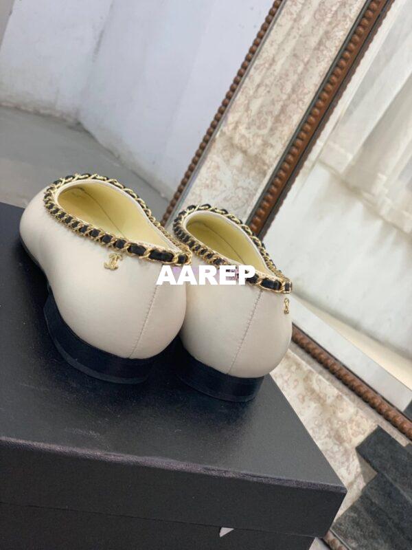 Replica Chanel Lambskin Ballerinas with Woven Chain Braided G35389 Light Beige 11