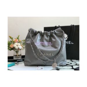 Replica Chanel 22 Handbag Shiny Calfskin & Silver Metal AS3260 AS3261 Grey
