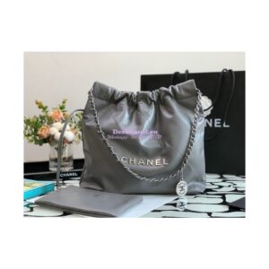 Replica Chanel 22 Handbag Shiny Calfskin & Silver Metal AS3260 AS3261 Grey 2