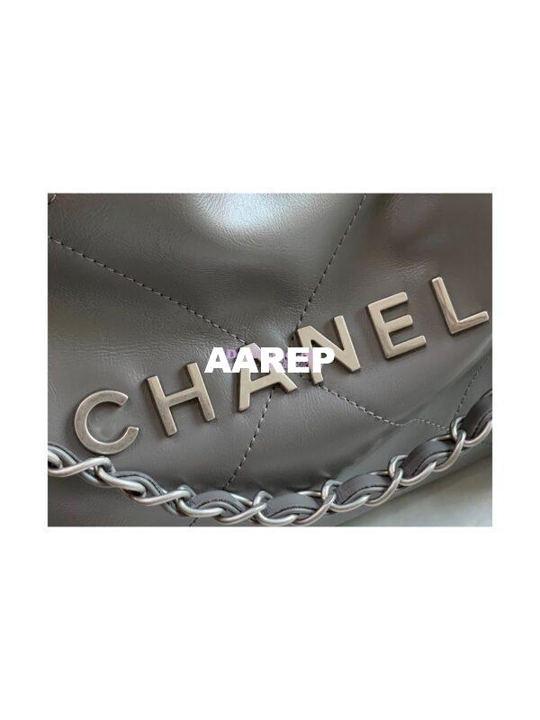 Replica Chanel 22 Handbag Shiny Calfskin & Silver Metal AS3260 AS3261 Grey 5