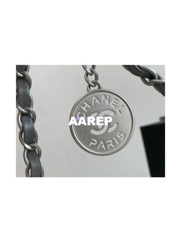 Replica Chanel 22 Handbag Shiny Calfskin & Silver Metal AS3260 AS3261 Grey 6