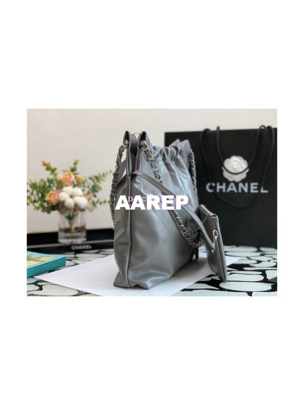 Replica Chanel 22 Handbag Shiny Calfskin & Silver Metal AS3260 AS3261 Grey 7