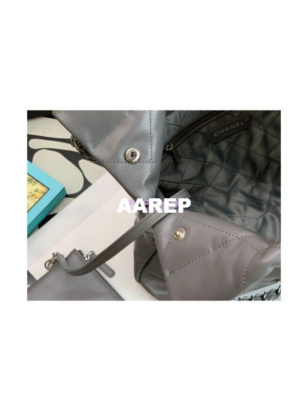 Replica Chanel 22 Handbag Shiny Calfskin & Silver Metal AS3260 AS3261 Grey 9