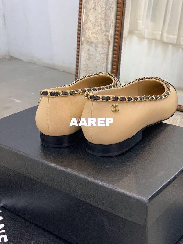 Replica Chanel Lambskin Ballerinas with Woven Chain Braided G35389 Beige 8