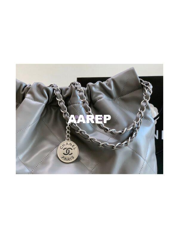Replica Chanel 22 Handbag Shiny Calfskin & Silver Metal AS3260 AS3261 Grey 15