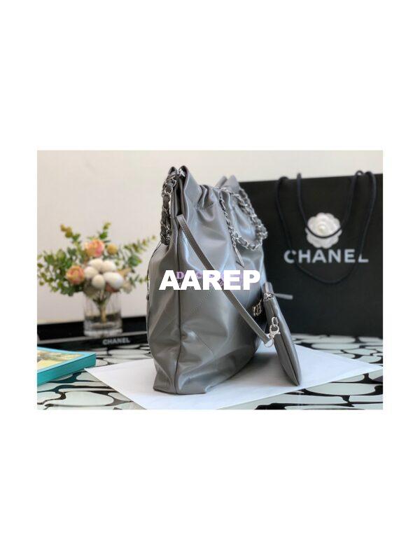 Replica Chanel 22 Handbag Shiny Calfskin & Silver Metal AS3260 AS3261 Grey 16