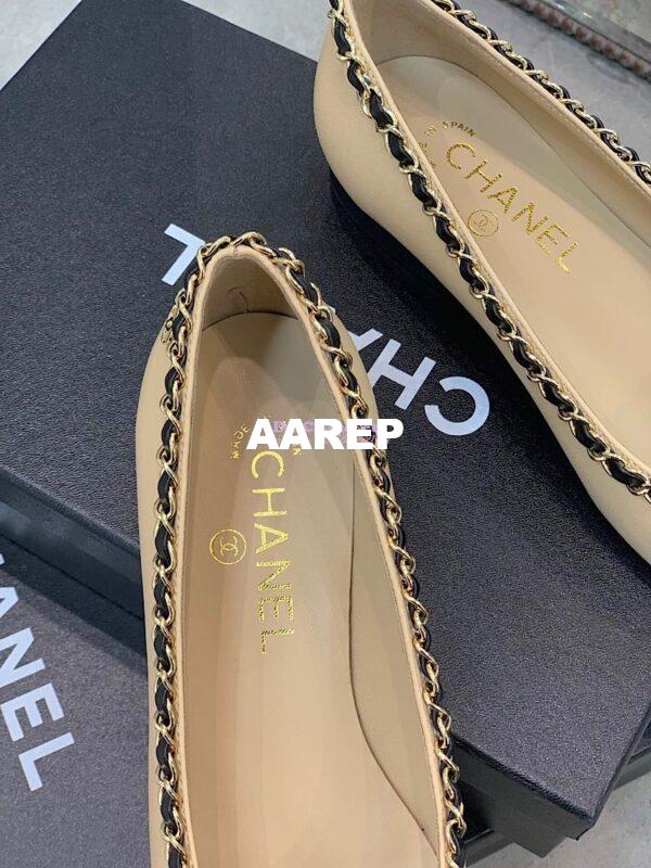 Replica Chanel Lambskin Ballerinas with Woven Chain Braided G35389 Beige 10