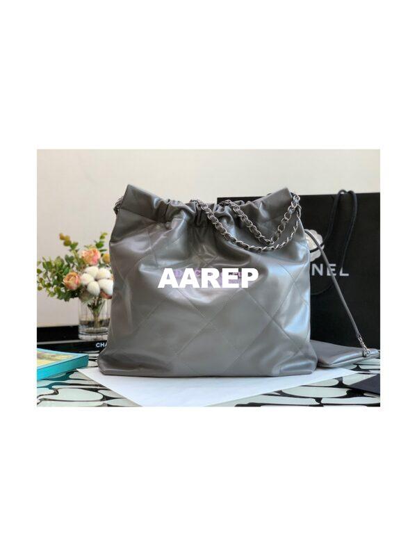 Replica Chanel 22 Handbag Shiny Calfskin & Silver Metal AS3260 AS3261 Grey 18