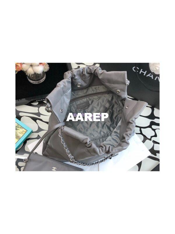 Replica Chanel 22 Handbag Shiny Calfskin & Silver Metal AS3260 AS3261 Grey 19