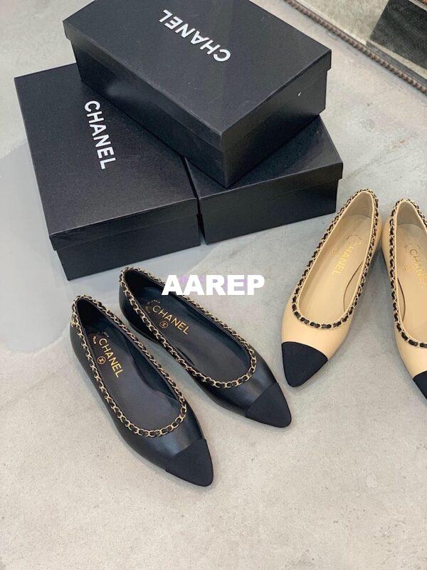 Replica Chanel Lambskin Ballerinas with Woven Chain Braided G35389 Black 3
