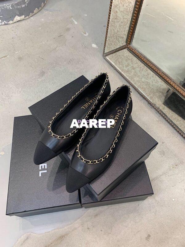 Replica Chanel Lambskin Ballerinas with Woven Chain Braided G35389 Black 5