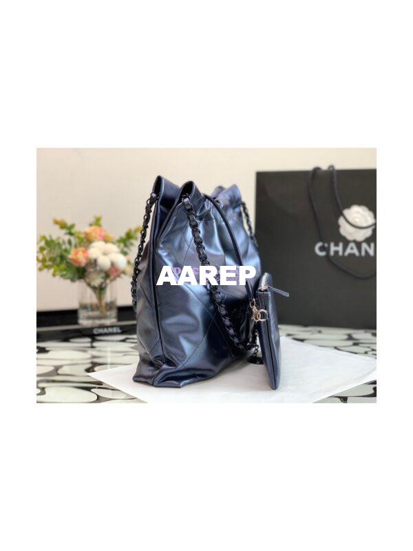 Replica Chanel 22 Handbag Shiny Metallic Calfskin AS3260 AS3261 Navy Blue 6