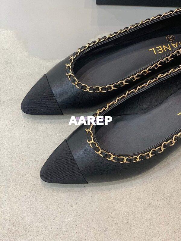 Replica Chanel Lambskin Ballerinas with Woven Chain Braided G35389 Black 6