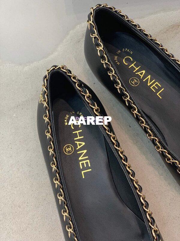 Replica Chanel Lambskin Ballerinas with Woven Chain Braided G35389 Black 8