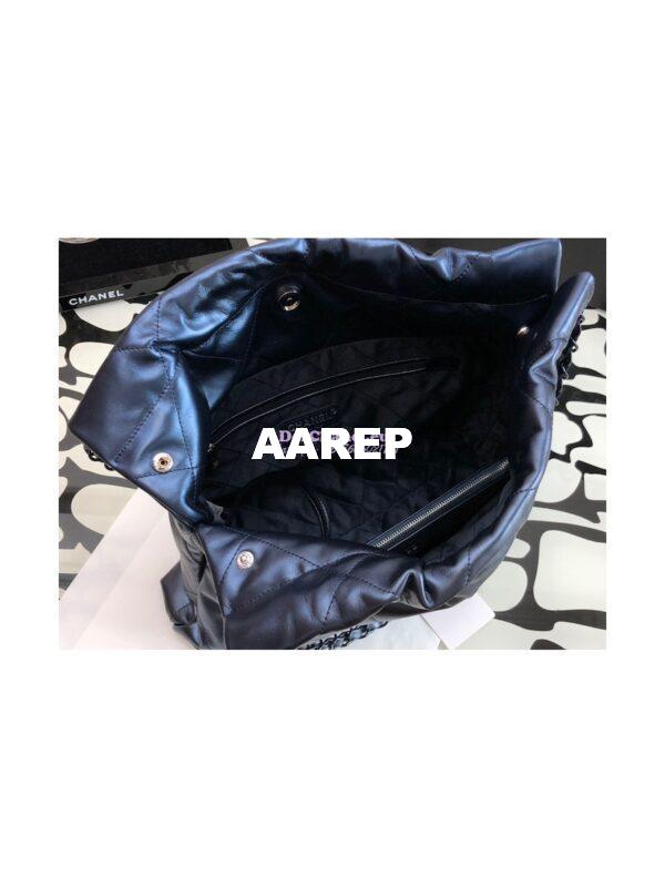Replica Chanel 22 Handbag Shiny Metallic Calfskin AS3260 AS3261 Navy Blue 10