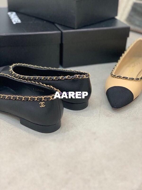Replica Chanel Lambskin Ballerinas with Woven Chain Braided G35389 Black 10