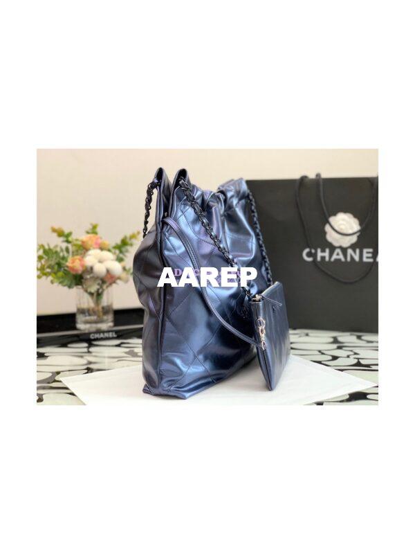 Replica Chanel 22 Handbag Shiny Metallic Calfskin AS3260 AS3261 Navy Blue 14
