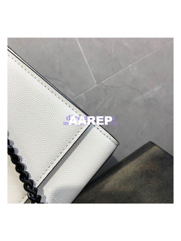 Replica YSL Saint Laurent Classic Monogram Satchel in Grain De Poudre Textured Leather White 7