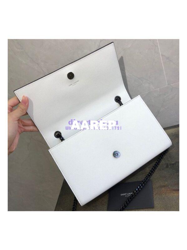 Replica YSL Saint Laurent Classic Monogram Satchel in Grain De Poudre Textured Leather White 10