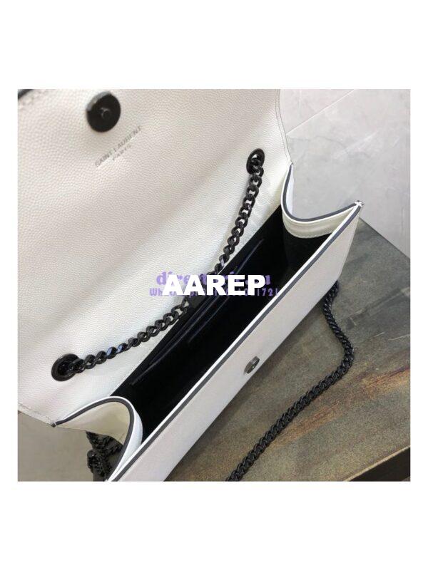 Replica YSL Saint Laurent Classic Monogram Satchel in Grain De Poudre Textured Leather White 11