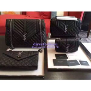 Replica YSL Saint Laurent Classic Large Monogram Envelope Satchel In black Leather 2