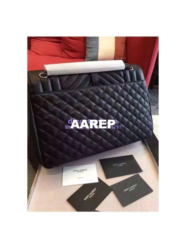 Replica YSL Saint Laurent Classic Large Monogram Envelope Satchel In black Leather 5