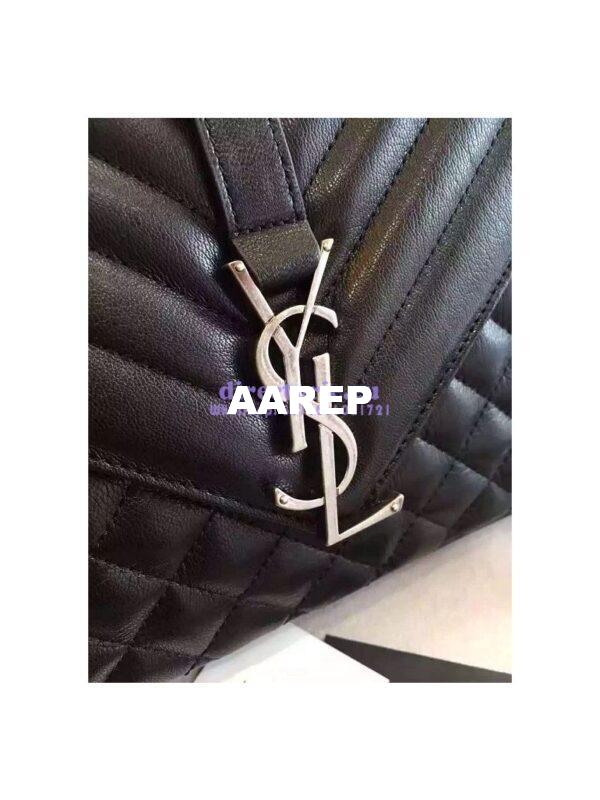 Replica YSL Saint Laurent Classic Large Monogram Envelope Satchel In black Leather 7