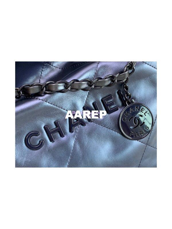 Replica Chanel 22 Handbag Shiny Metallic Calfskin AS3260 AS3261 Navy Blue 16